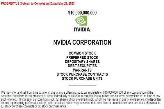 Nvidia NVDA corporate stock offering.