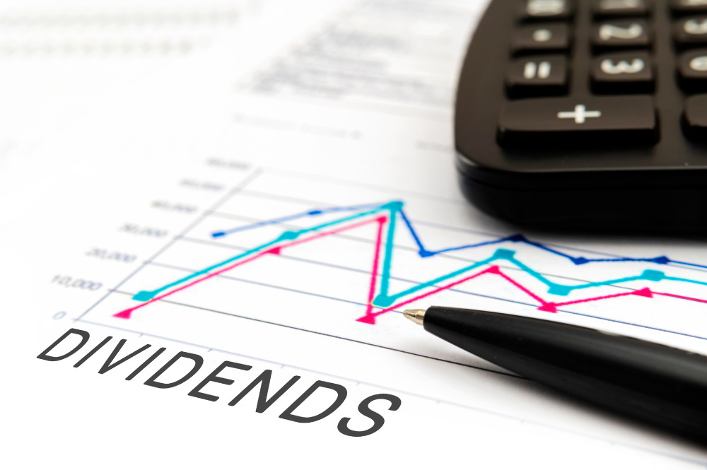 Financial document displaying dividends, illustrating a dividend investing strategy for potential investors. 