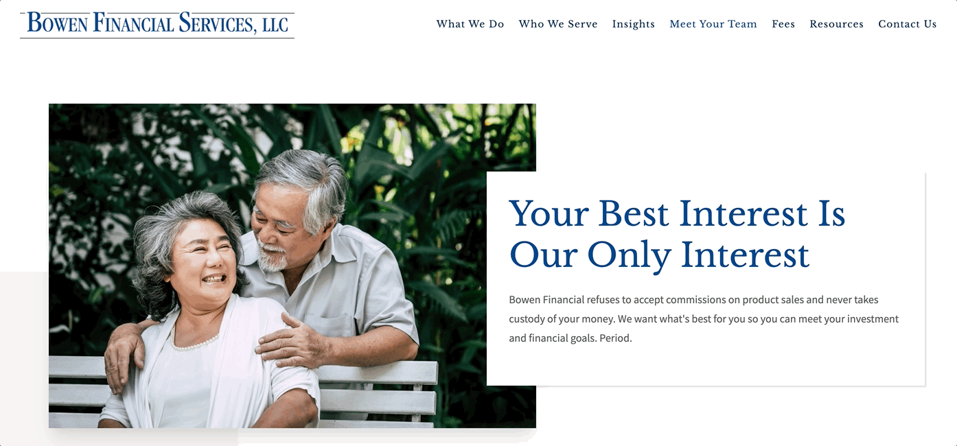 Bowen Financial Services Fees page