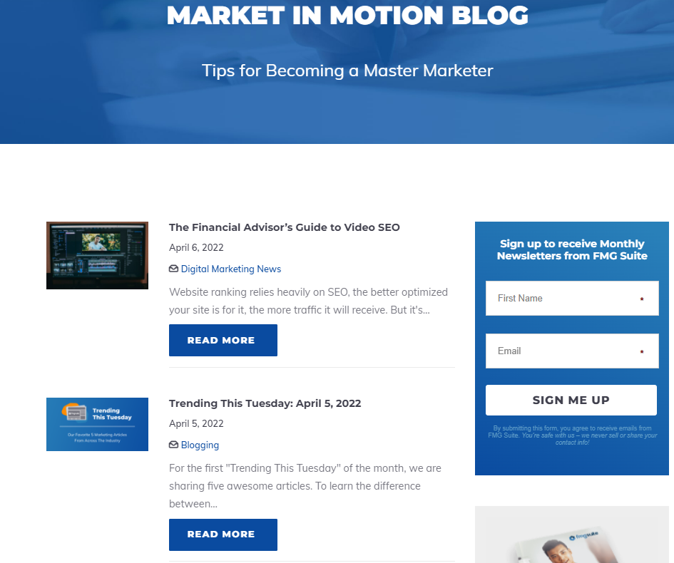 FMG Suite Blog Page
