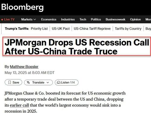 JP Morgan drops recession call. 