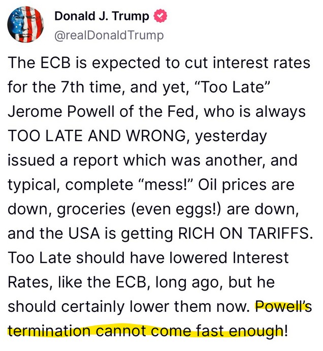 donald trump on powells termination