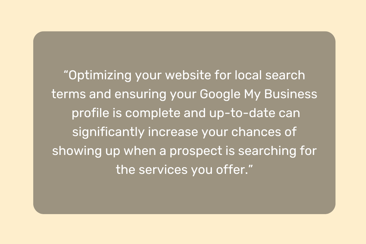 Quote about how to Optimize financial advisor website for local SEO