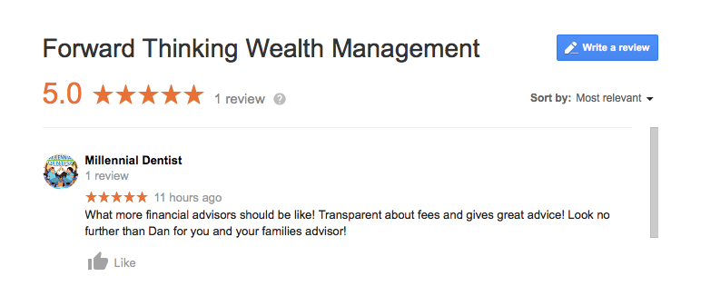 google reviews and financial advisors, Forward Thinking Wealth Management