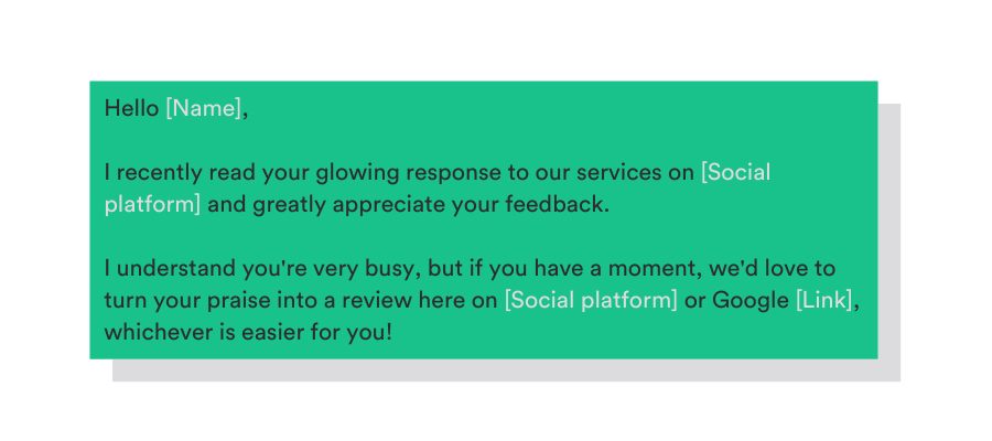 template to ask for a review on social media