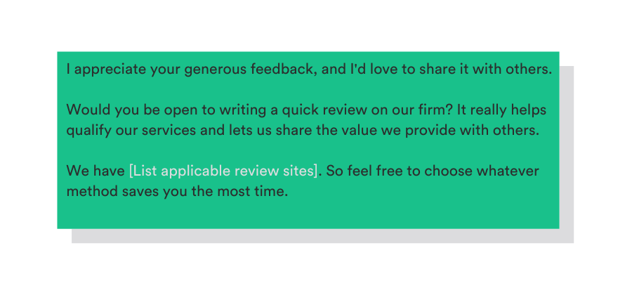 template to ask for a review in person