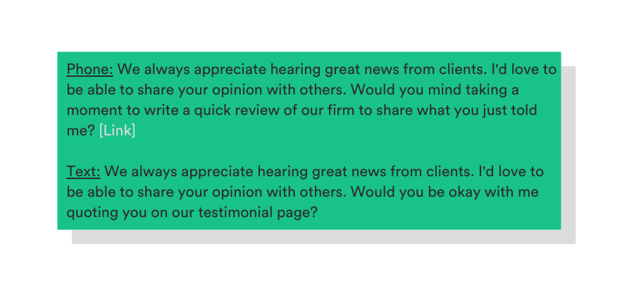 template to ask for a review on the phone