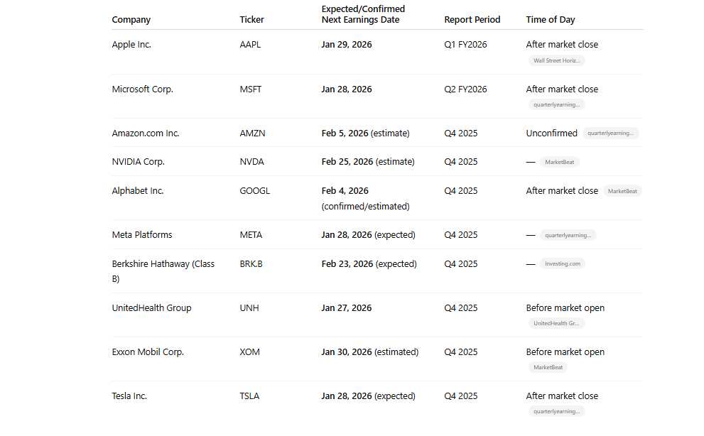 Earnings Calendar
